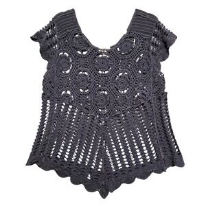 navy crochet fairy‎ top boho lace knit cottagecore festival top